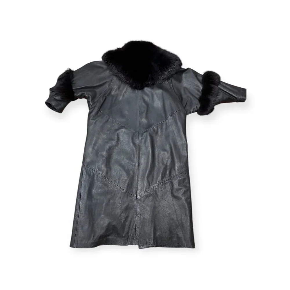 Vintage Leather/Fur Coat - Picture 6 of 7